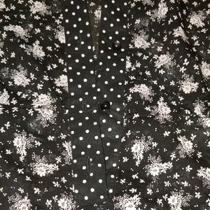 Polka dot and floral contrasting blouse